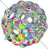Isosurface of buckyball, colored according to supercubes.